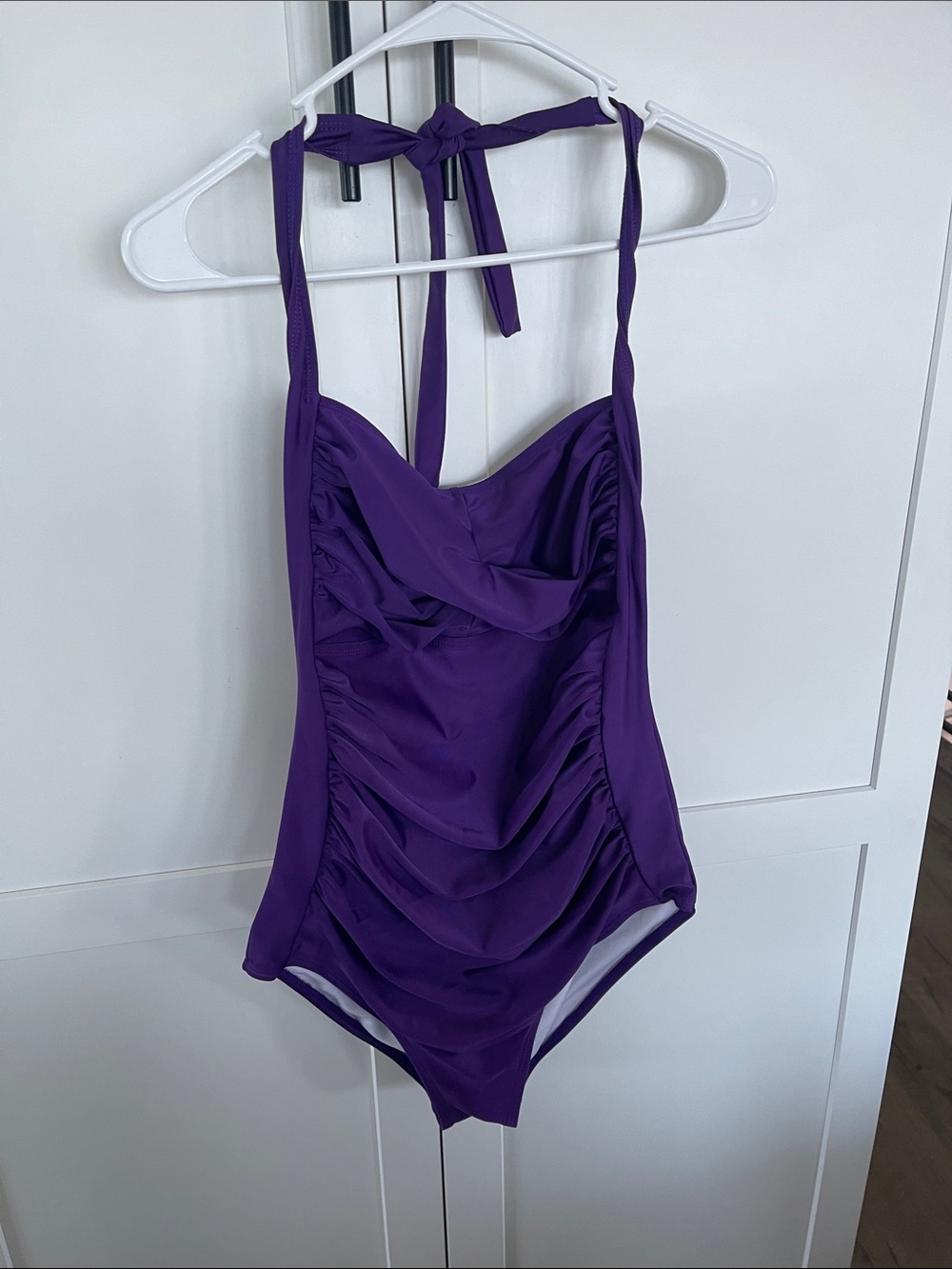 Purple Women’s One-Piece Swimsuit - Ruched Front